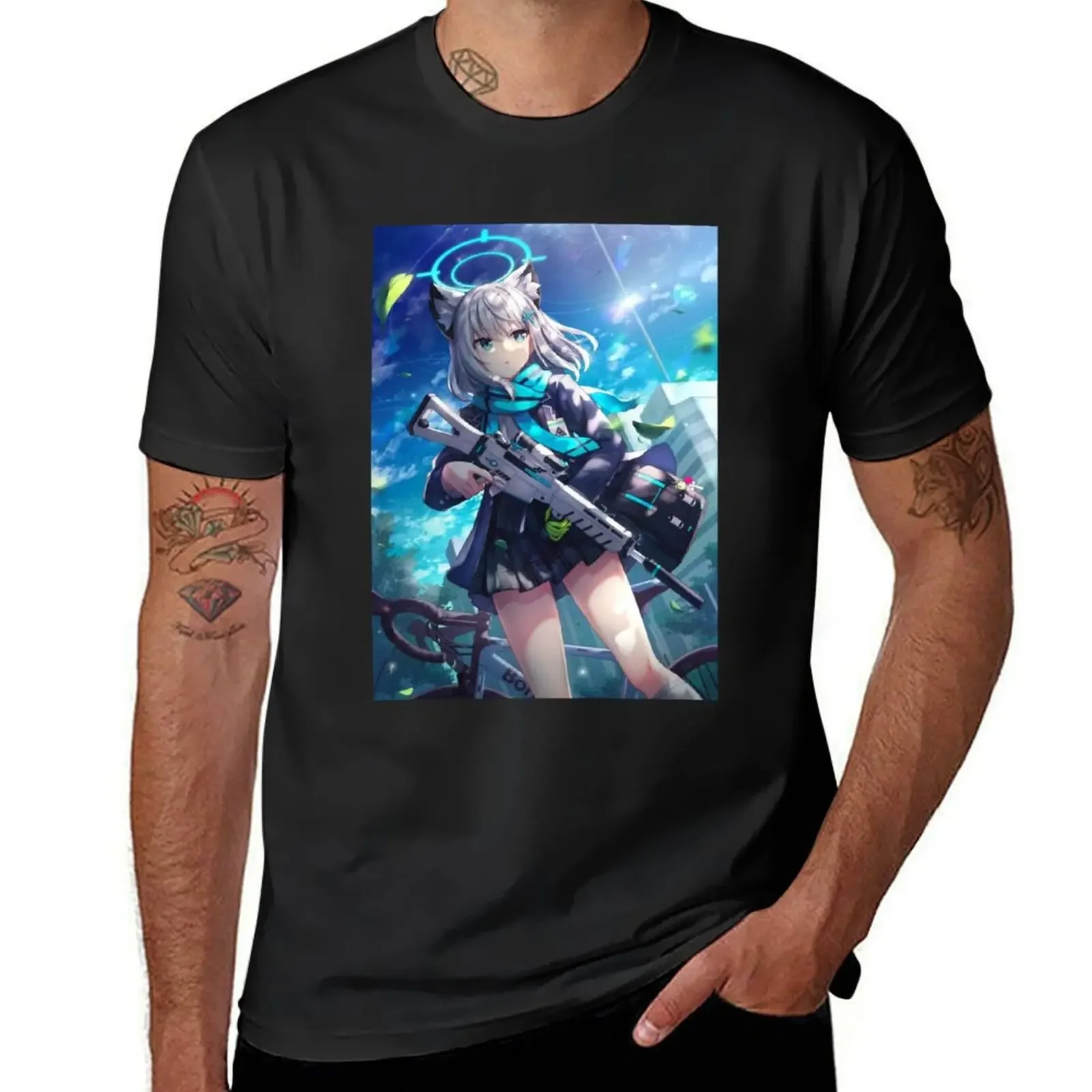 Shiroko Blue Archive T-Shirt anime clothes korean fashion summer tops Men's clothing