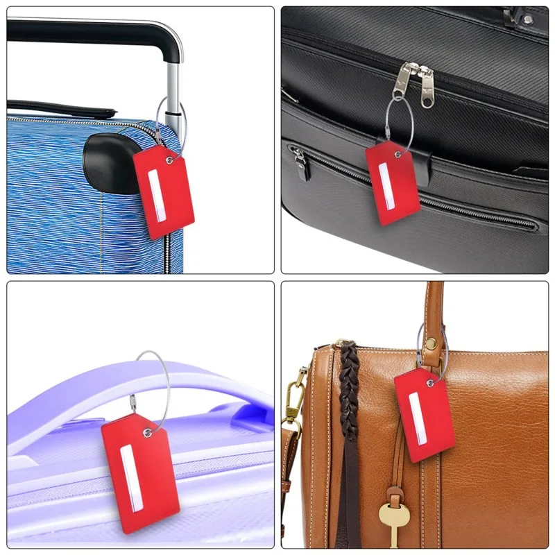 6PCS Travel Luggage Tag Hanging Tag Suitcase Tag Plane With Name ID Cards Anti-lost Solid Color Travel Accessories