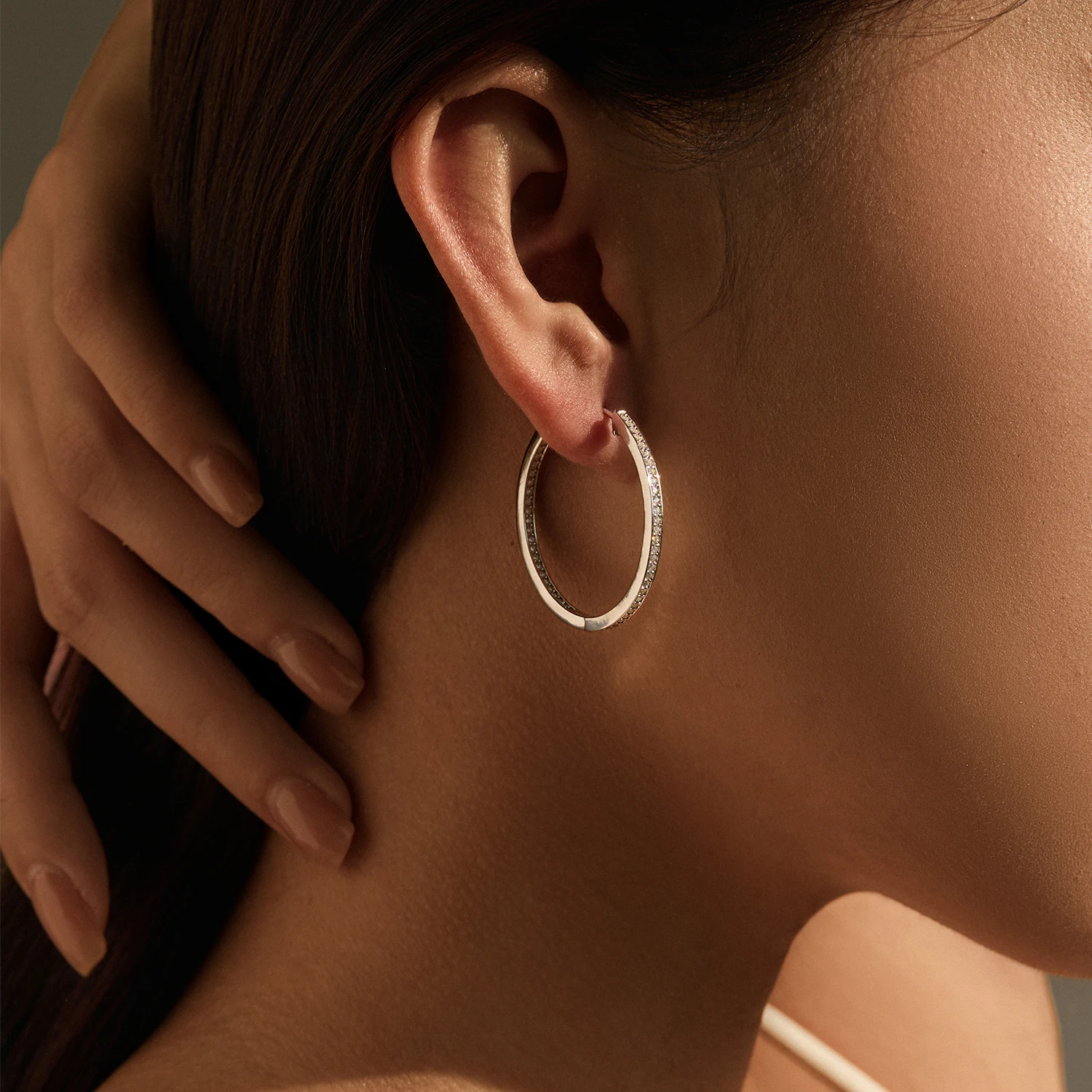 MODIAN D Color Moissanite Earring 925 Sterling Sliver White Gold Plated Big Hoop Earring for Women Wedding Party Jewelry