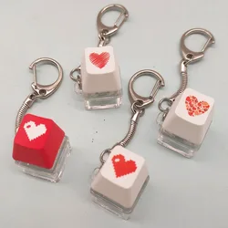 Cute Heart Keycap Keychain Fun Fidget Toy Keyboard Key Chain Ring Bag Charm Earbud Case Cover Accessories Stress Relief Friends