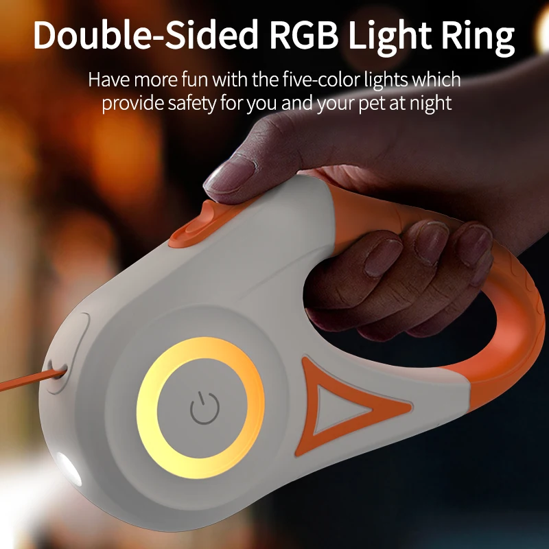 ROJECO 5M Retractable Dog Leash Automatic LED Light Luminous Roulette Leash Rope For Dogs Adjustable Pets Dog Walk Running Leads