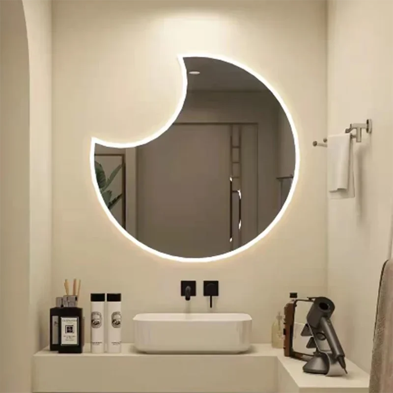 Led Light Bathroom Mirror Makeup Wall Mounted Toilet Smart Mirror Moon Dressing Espejo Pared Vanity Mirror With Lights EB5BM