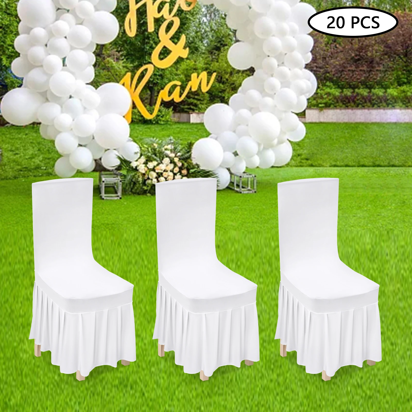 

Chair Slipcovers Chair Slipcovers with Skirt Wedding Stretch Chair Cover Protectors 20 Pieces
