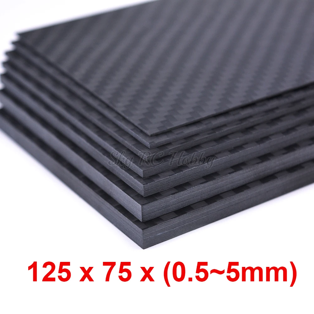 NEW 125mm X 75mm Real Carbon Fiber Plate Panel Sheets 0.5mm 1mm 1.5mm 2mm 3mm 4mm 5mm thickness Composite Hardness Material