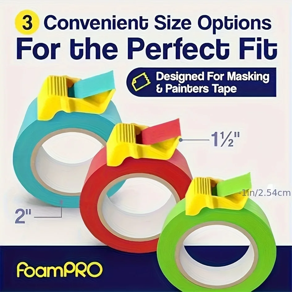 3pcs Tape Cover Compact Tape Dispenser, for 1-Inch, 1/2 Inch, And 2-Inch Masking And Painter Tape DIY Tape Accessories A7888