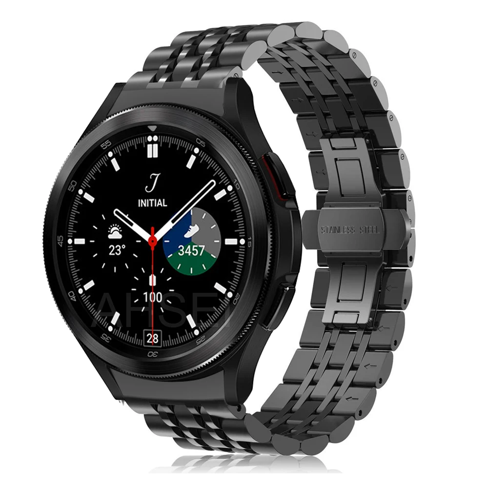 For Samsung Galaxy Watch 7 4 5 6 5pro band 44mm 45mm galaxy watch 4 6 classic 47mm 46mm strap No Gaps Steel bracelet Curved end