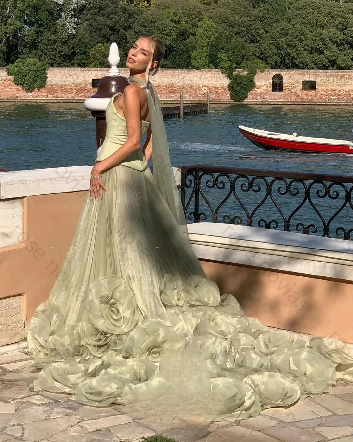 Sharon Said – robe de soirée de princesse verte, sans bretelles, à volants, ligne a, pour fête de mariage, robe formelle personnalisée, haute qualité, SS230