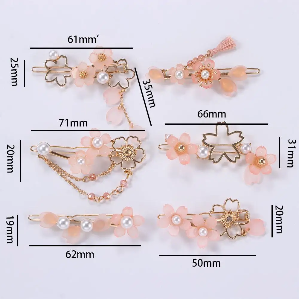 Sakura Flower Tassel Hairpins para meninas, Hairclips Kawaii, Presente japonês, Novo