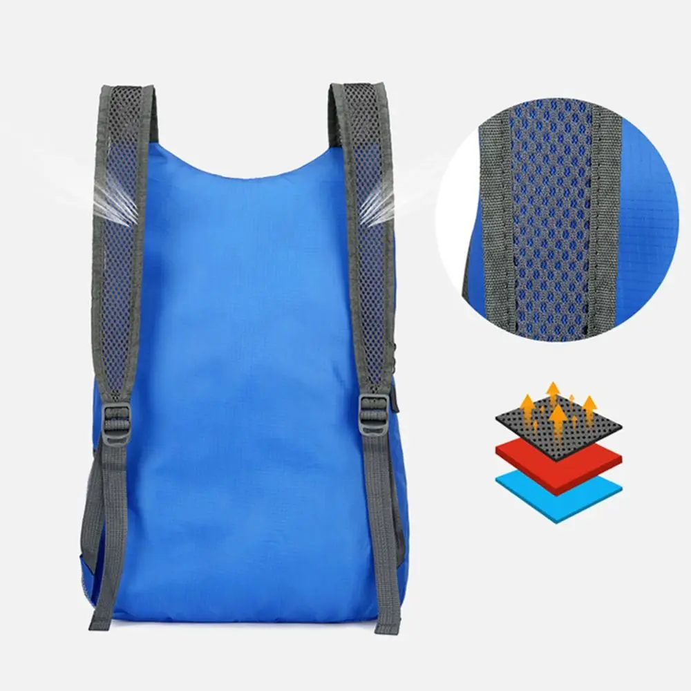 Sacos de armazenamento com zíper para mulheres, mochila de nylon leve, bolsa de ombro de grande capacidade casual, dobrável, escolar