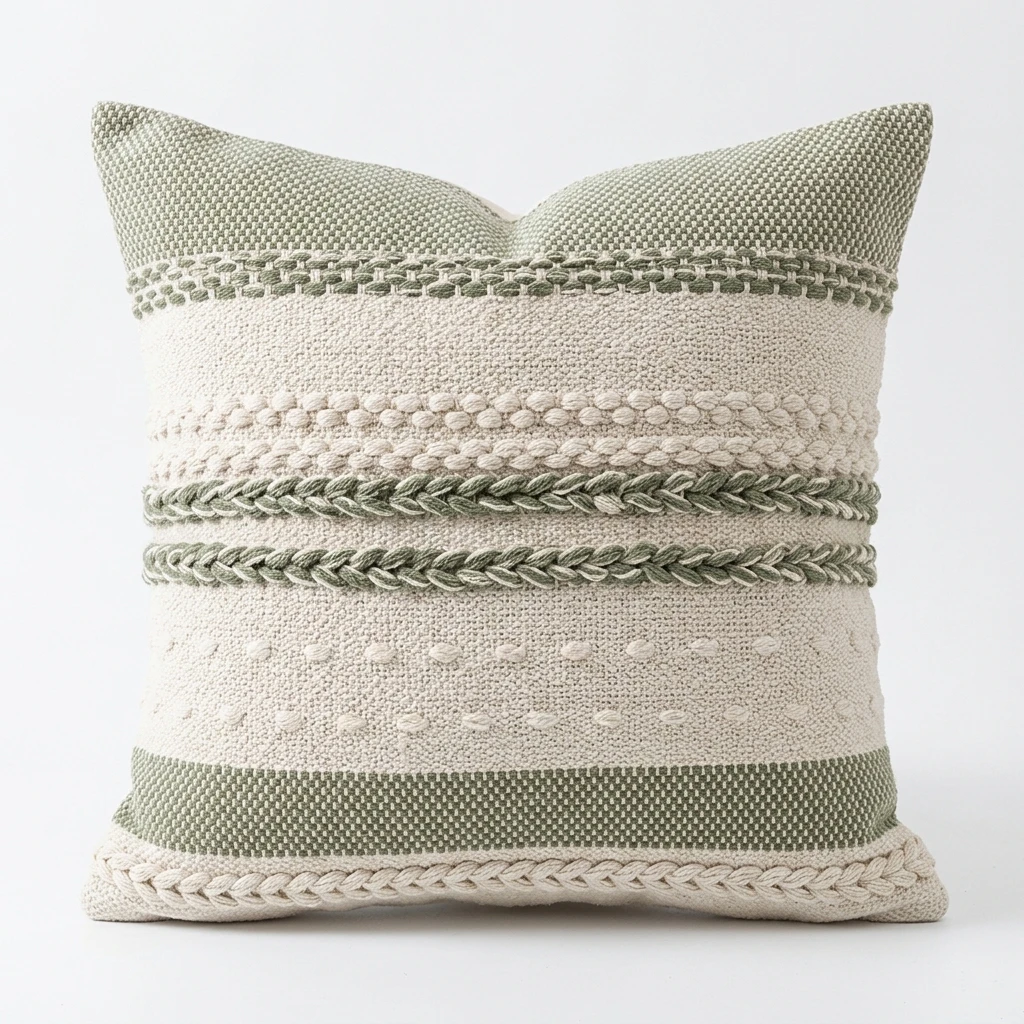 Textured Striped Pillow Cover, Boho Neutral Cushion Case 30x50 45x45cm for Sofa Living Room Home Decor Pillowcases