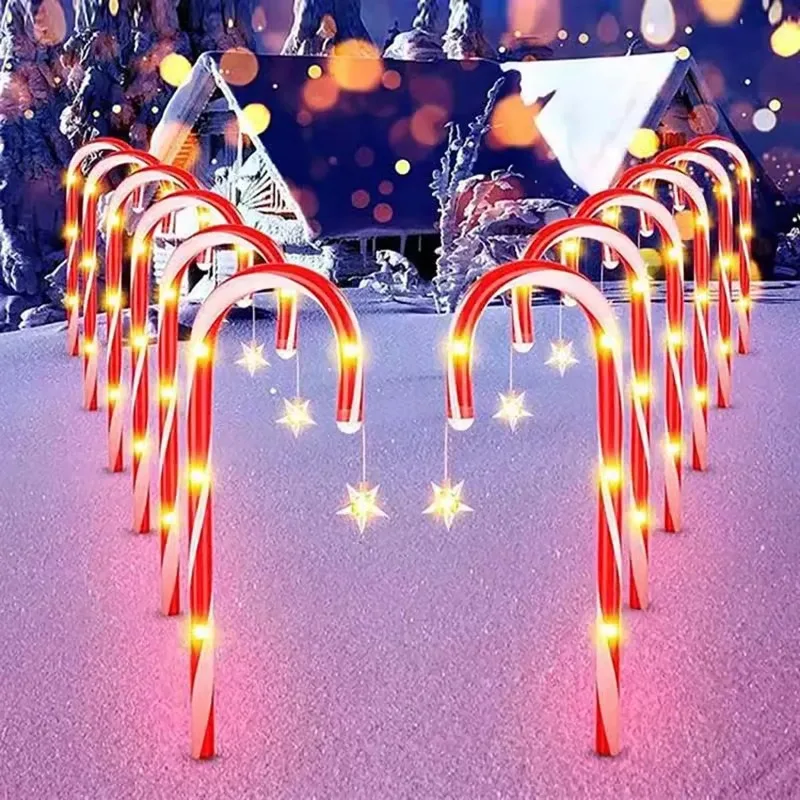 Solar Lawn Lights, Floor Mounted Lights, Christmas Decorations, Candy Cane Lights, Outdoor Garden One To Five Courtyard Lamp