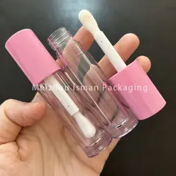 50Pcs Big Brush Applicator Wand Lip gloss Packaging Clear Lipgloss Tubes 4.5ML Pink lip Gloss Containers Empty Lipgloss Tube