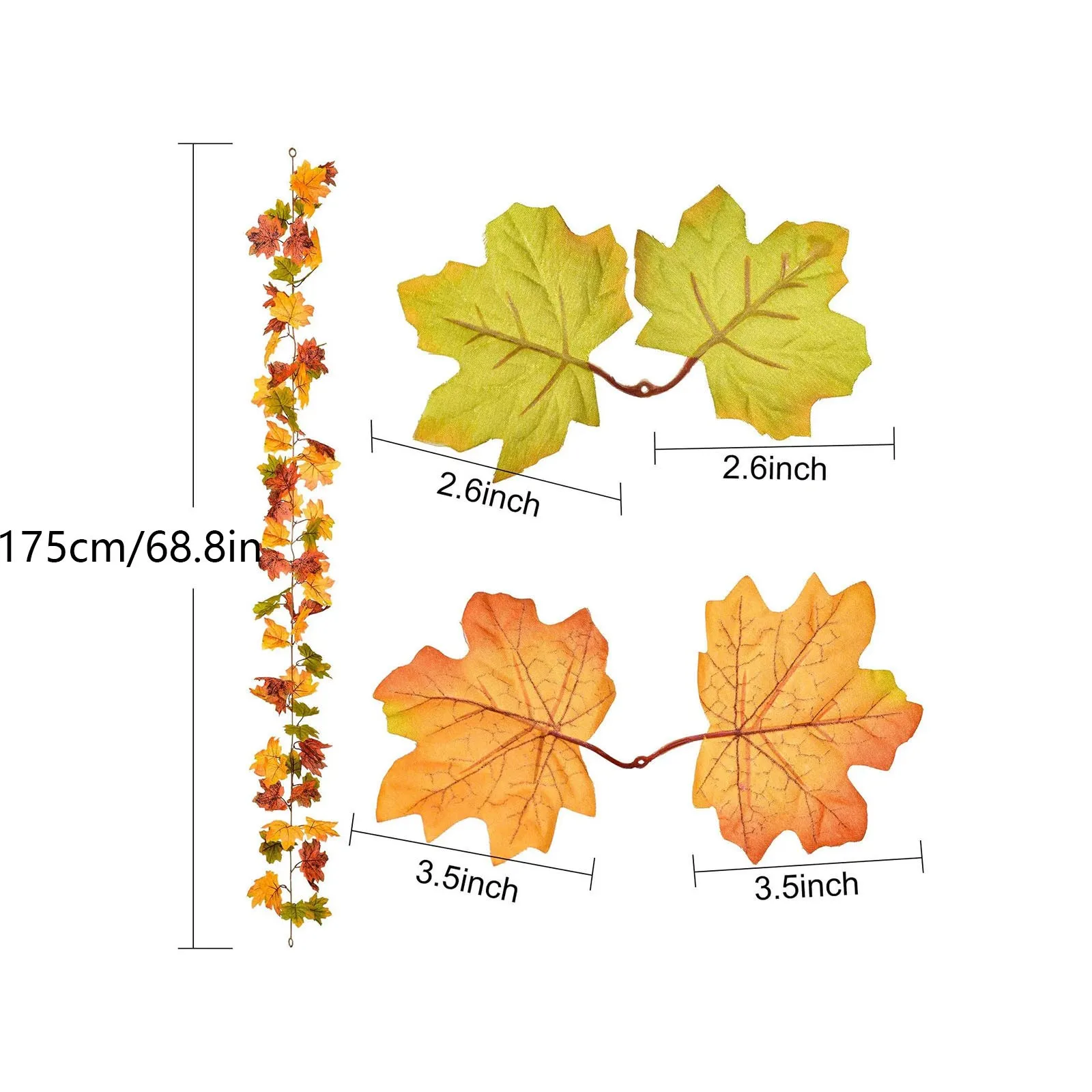 Artificial Maple Leaf Fall Maple Garland Fall Leave Vine for Home Room Decor Garden Wedding Party Halloween Christmas Decoration