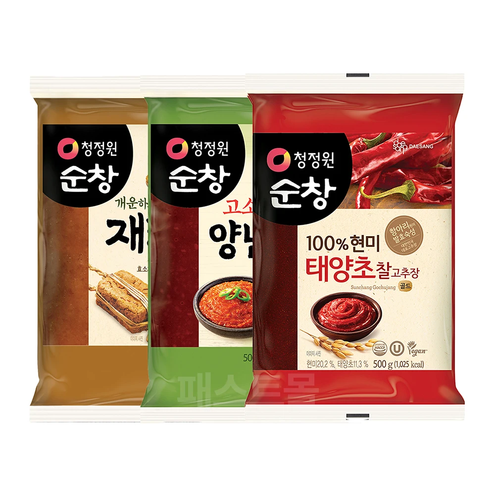 Clean garden Sunchang Go-chujang 500g + Bi-Jang 500g + Ssamjang 500g set