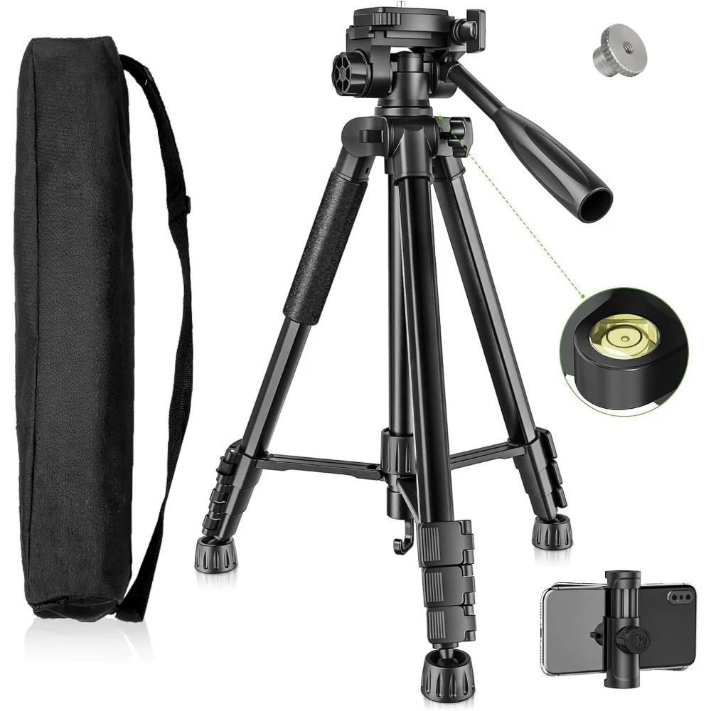 Tripod Laser Profesional Heavy Duty 60 Inci, Penyangga yang Dapat Disesuaikan untuk Laser Titik dan Pengukur Jarak dengan 1/4 5/8