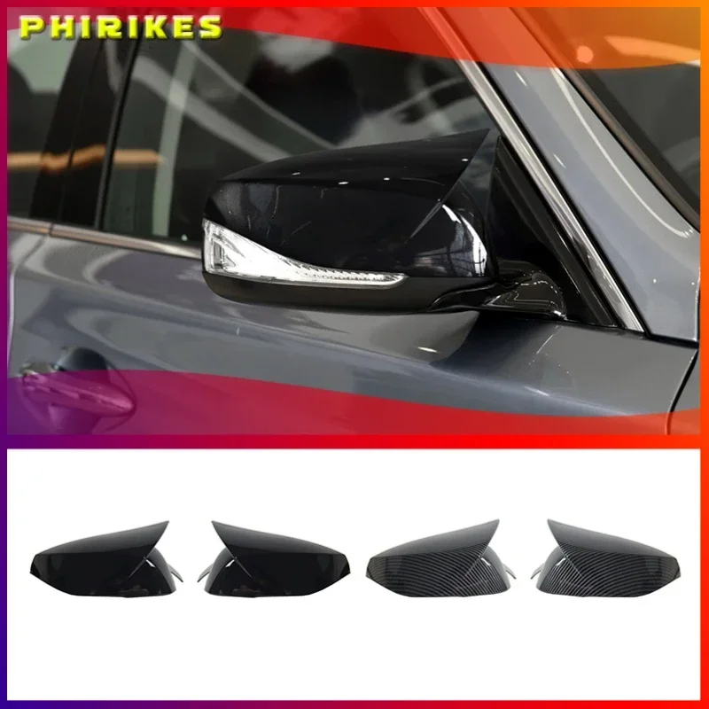 

2Pcs Car Side Rearview Mirror Cover Cap Carbon Black Style/Glossy Black For Infiniti Q50 Q60 QX30 Q70 All Models 2014-2021