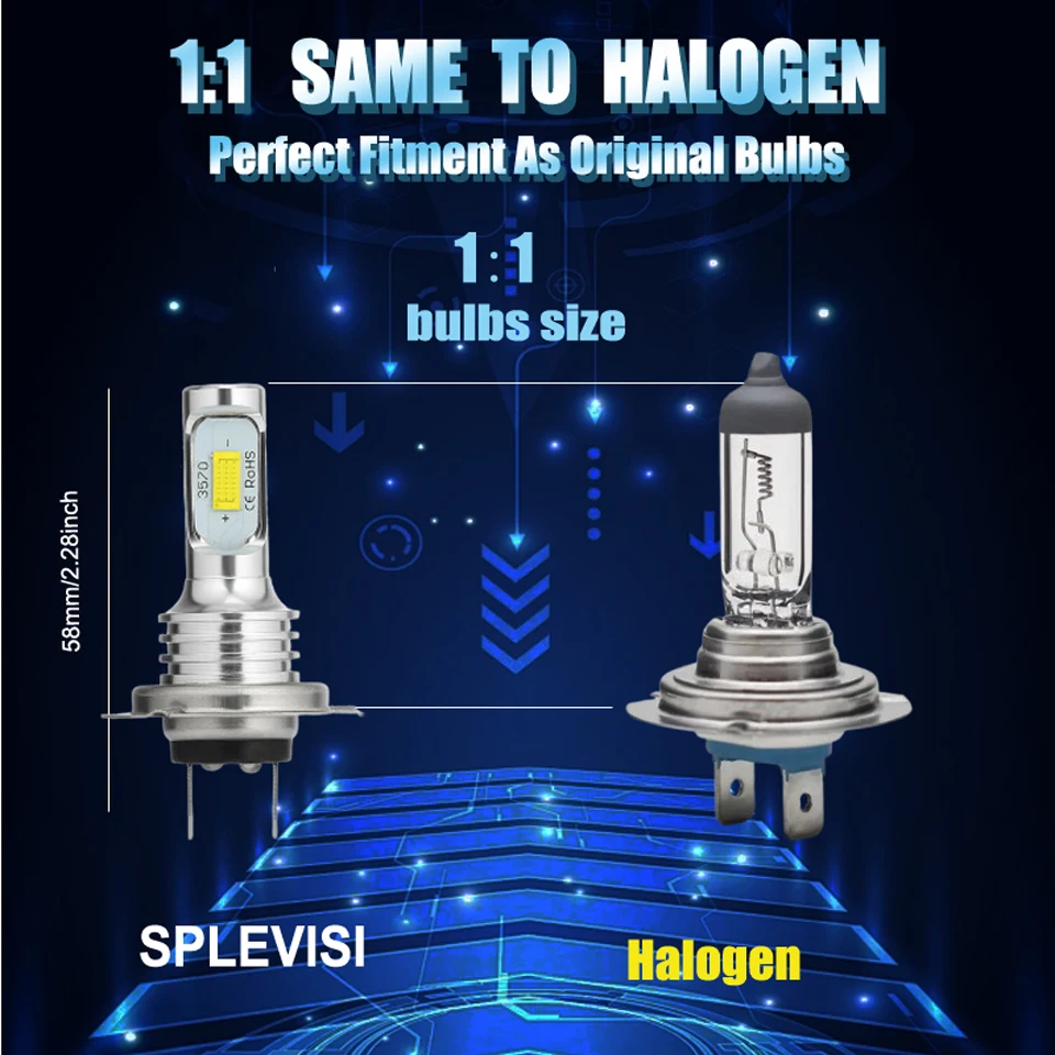 2x Head Light Headlight H7 Bulb Light Lamp 12V - made of top-rated LED CSP chipsFor Kawasaki KLR650 2008 2009 2010 2011-2017