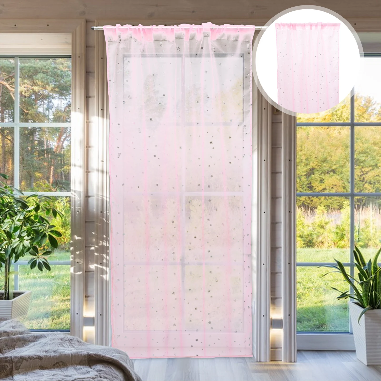 

Stars Window Gauze Curtain Bedroom Sheer Curtains Home Decorative Privacy Gauze Elegant Drape Living Room Window Drape Semi