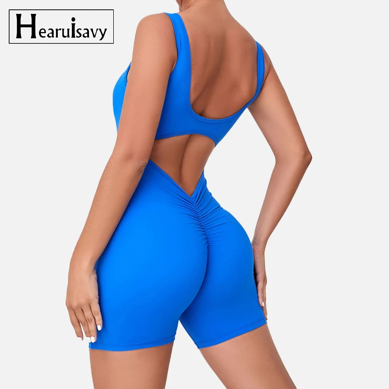 V Back One-Piece Suit Scrunch Sports Jumpsuit Women Gym Rompers Female Quick-Drying Yoga Clothing Fitness Sexy Bodysuits Women