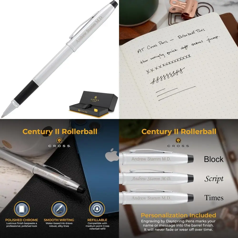 

Engraved Luxury Rollerball Pen with Chrome Finish - Perfect Birthday or Holiday Gift