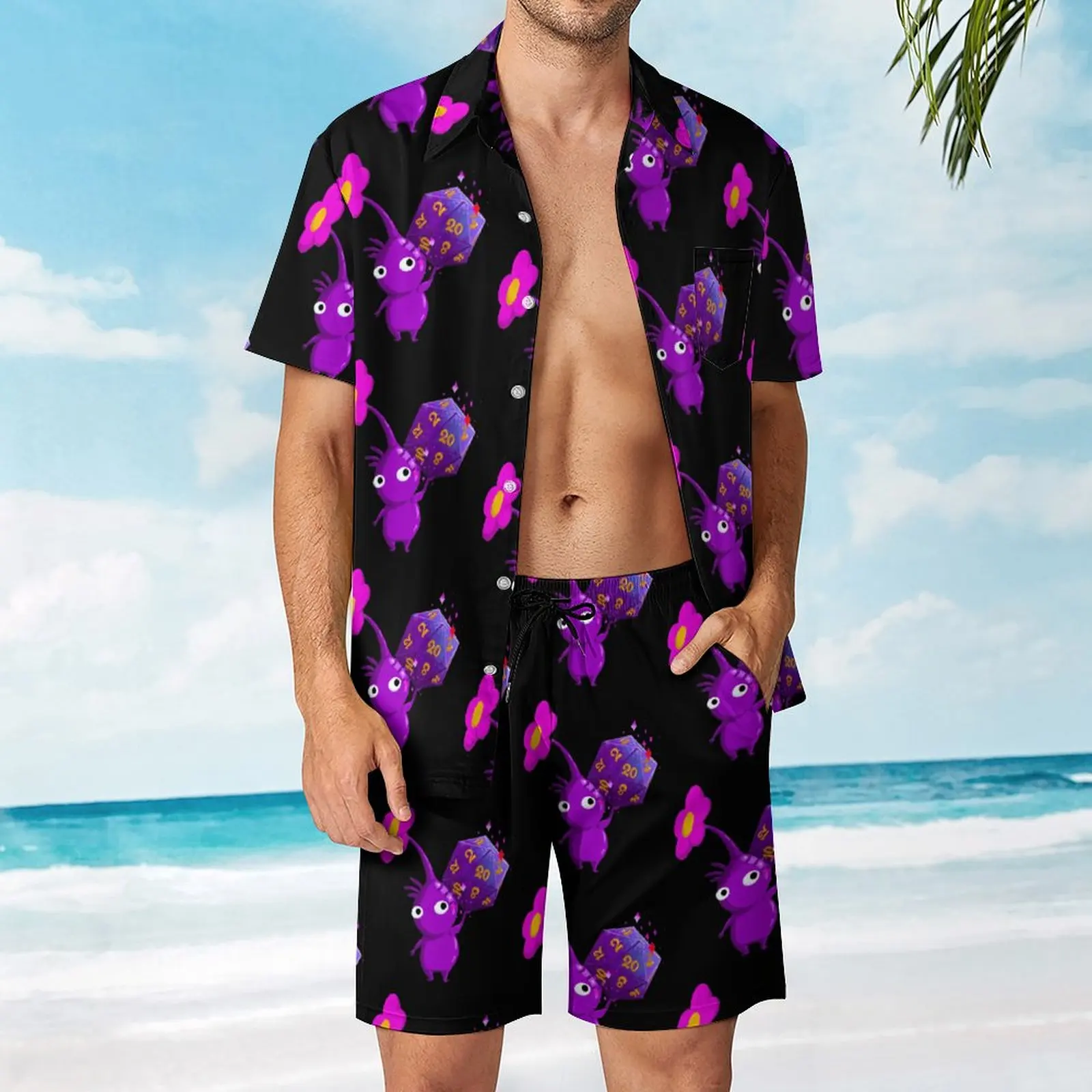 Purple Pikmin D20 for Sale Men's Beach Suit Vintage 2 Pieces Pantdress Vintage  Beach USA Size