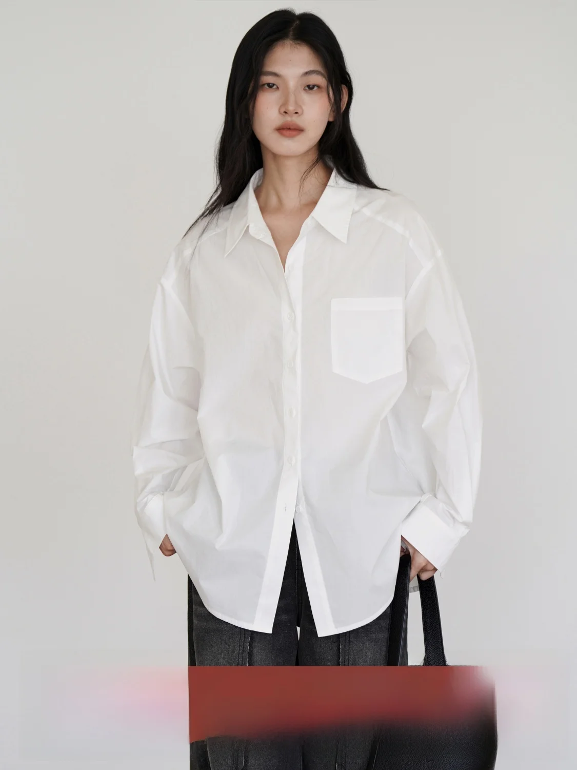 

EIGHTHMONTH Casual Loose White irt Women's High-End Long Sve Top Cotton Collar Button Closure Regular Length