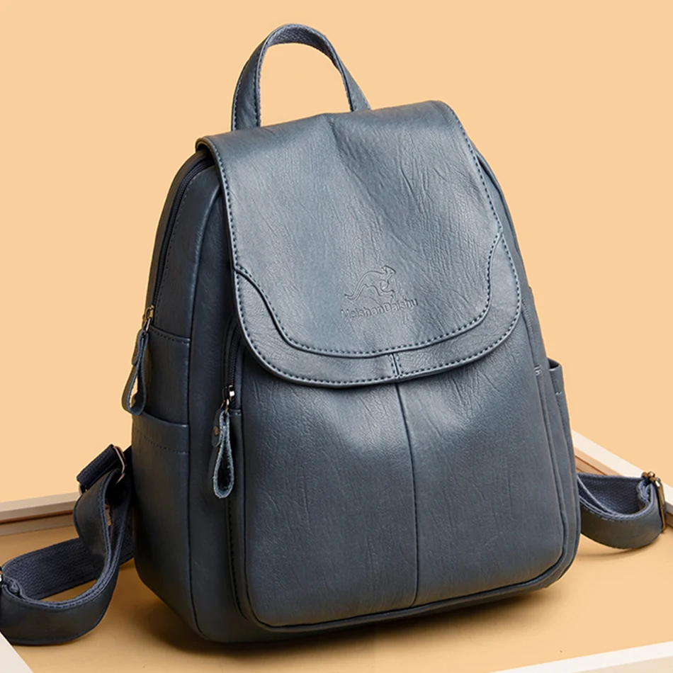 Frauen Qualität Leder Rucksäcke für Mädchen Sac A Dos Casual Daypack Schwarz Vintage Rucksack Schule Taschen für Mädchen Mochila Rucksack