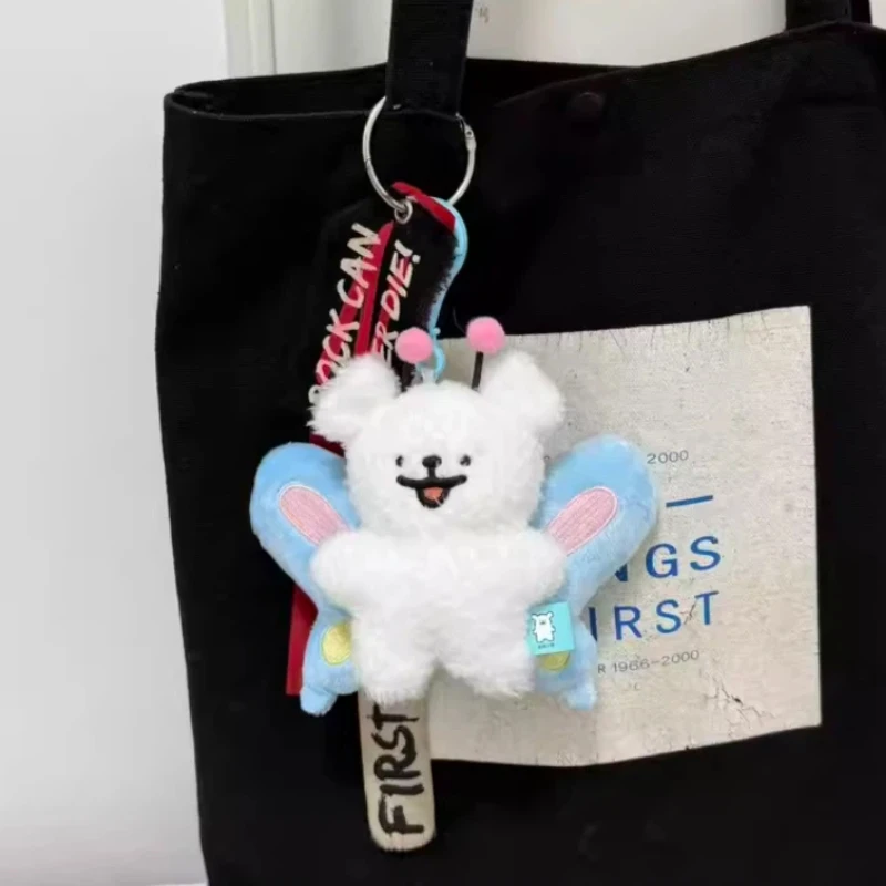 かわいいぬいぐるみ犬のラインフラッシュバッグチャーム、バックパックデコレーション、ファストファッションギフト、ドールバッグアクセサリー、女の子向けおもちゃ、ぬいぐるみバッグペンダント