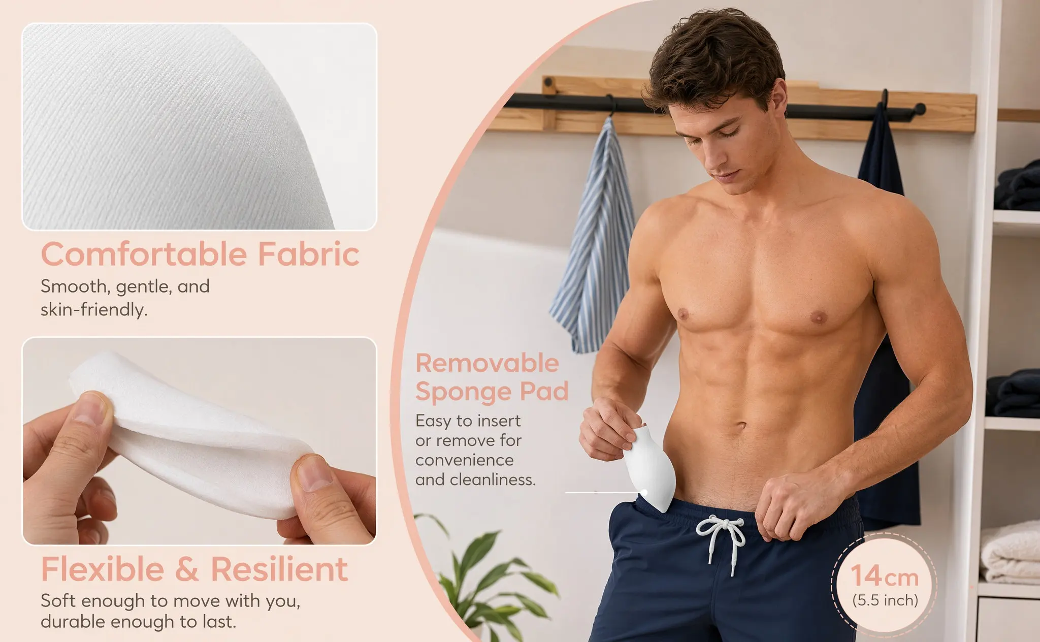 2Pcs Premium Polyester 's Underwear Pad for Bulge Enhancement Swimwear Trunks Shorts Jeans Fitness Swimming Surfing