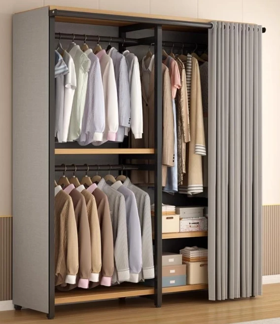 *Minimalist Metal Floor-Standing Coat Rack Open Bedroom Simple Storage Wardrobe Hanger for Home Furniture General Household Use