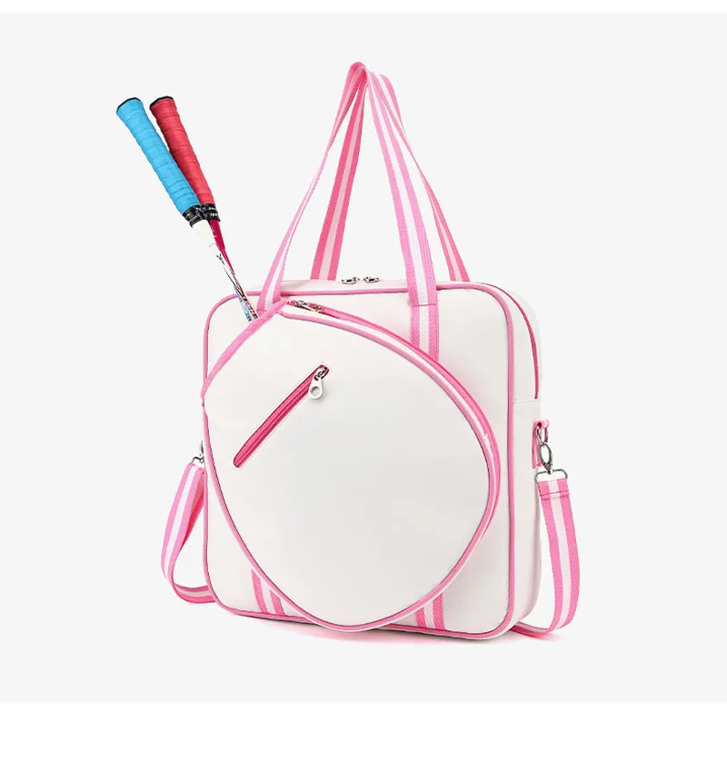 Women Pink White Tennis Bag Fashion Stylish Tennis Squash Padel Handbag Large Capacity Portable Laptop Tenis Single Shoulder Bag