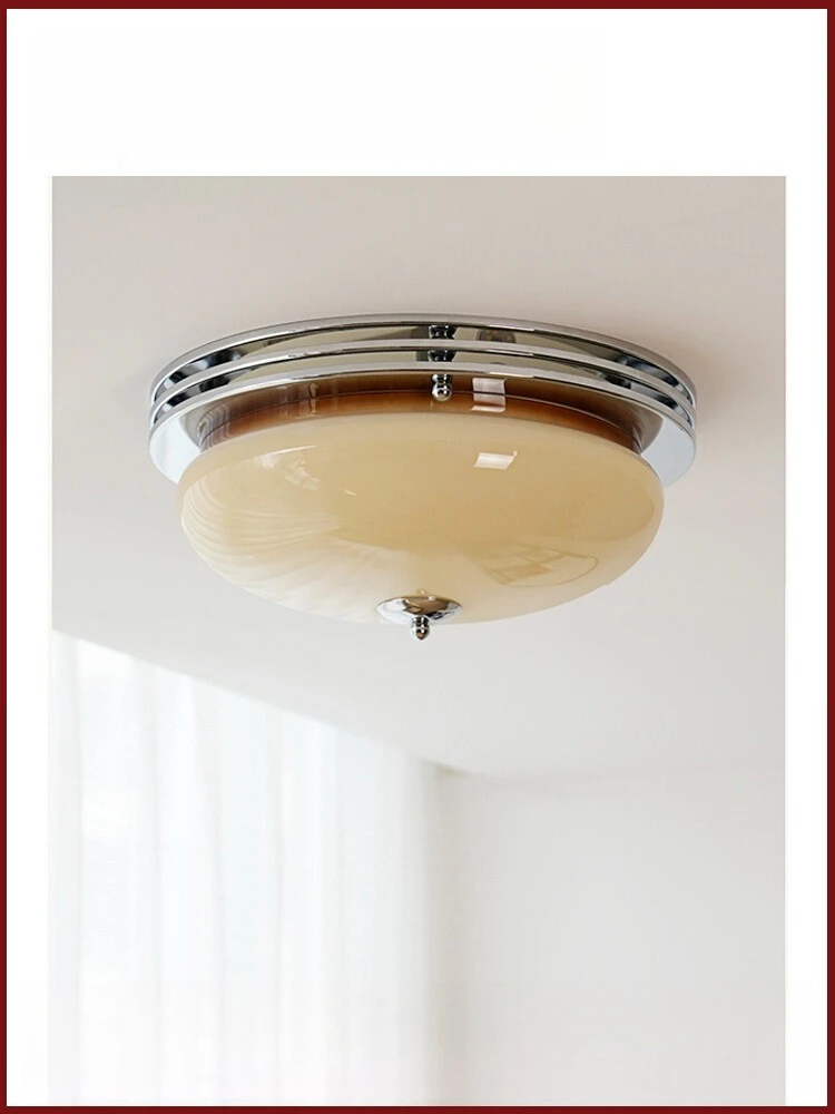 Medieval bedroom ceiling lamp Bauhaus retro master bedroom room lamp French cream windshield egg tart study lamp