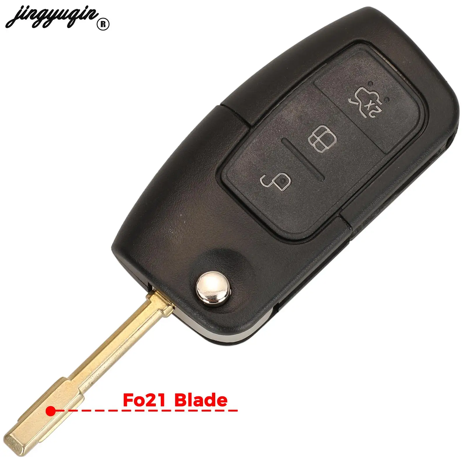 Jingyuqin 10Pcs สำหรับ Ford Focus 2 3 Mondeo Fiesta Flip พับ Mobil Remote Control Key กรณี Shell Fo21 HU101 Balde Fob 2/3ปุ่ม