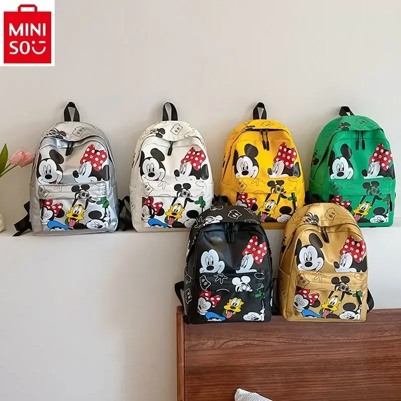 MINISO Disney High Quality PU Michimini Backpack Women's Large Capacity Sweet and Fresh Versatile Children's Backpack