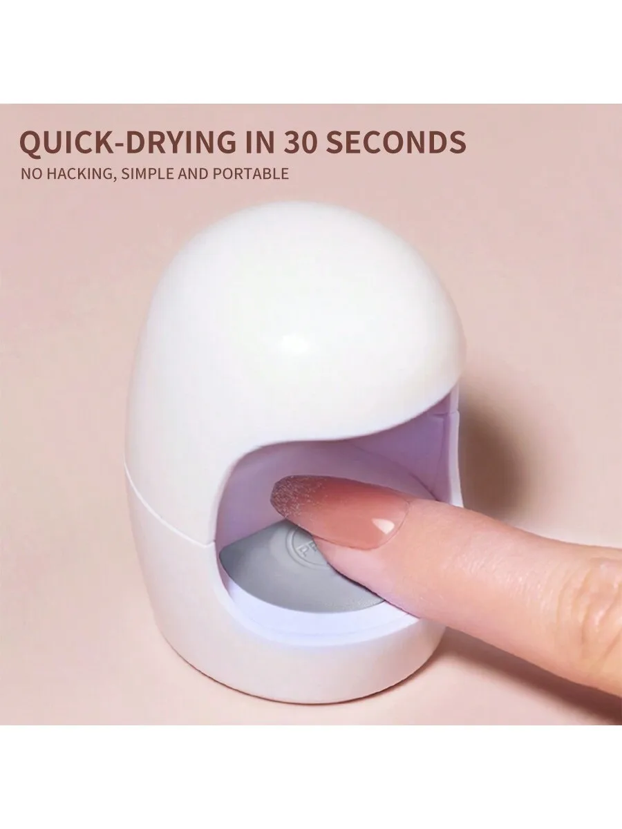 White Mini Q-Shaped Nail Lamp, UV/LED Dryer, Quick Drying Gel Dryer, For Home Nail Art DIY
