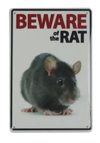 metal wall hanging reproductions Beware of rat tin metal sign