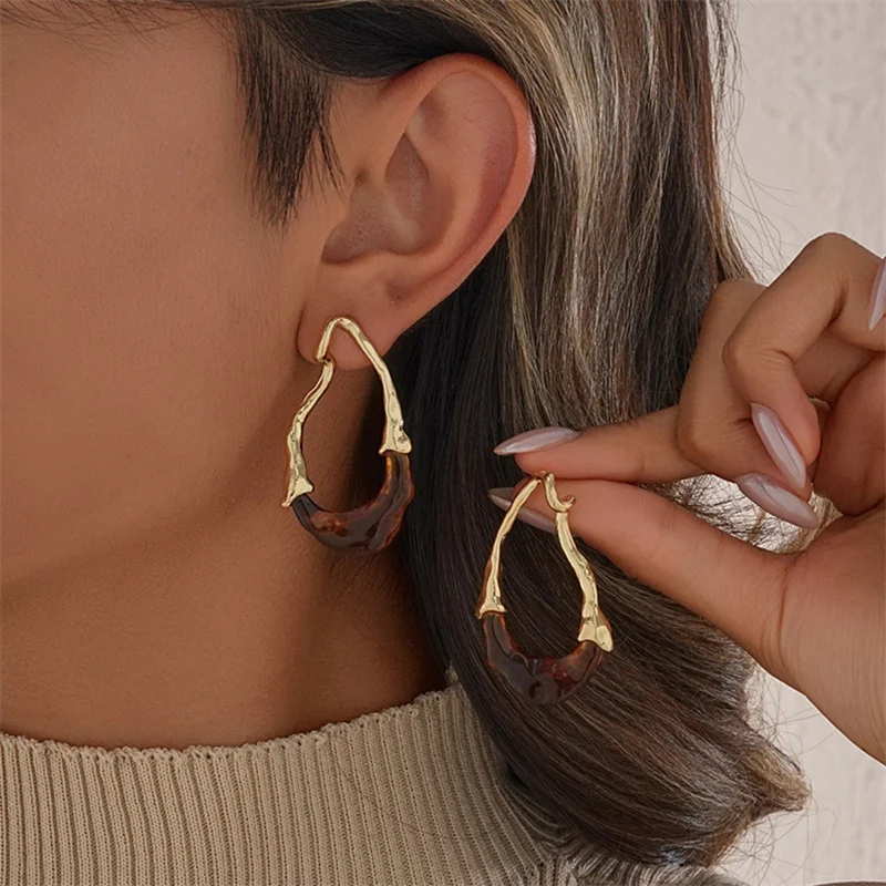 Irregular Hyperbole Stud Earrings for Women Newly Designed Fashion Water Drop Daily Wearable Jewelry Gifts eh298
