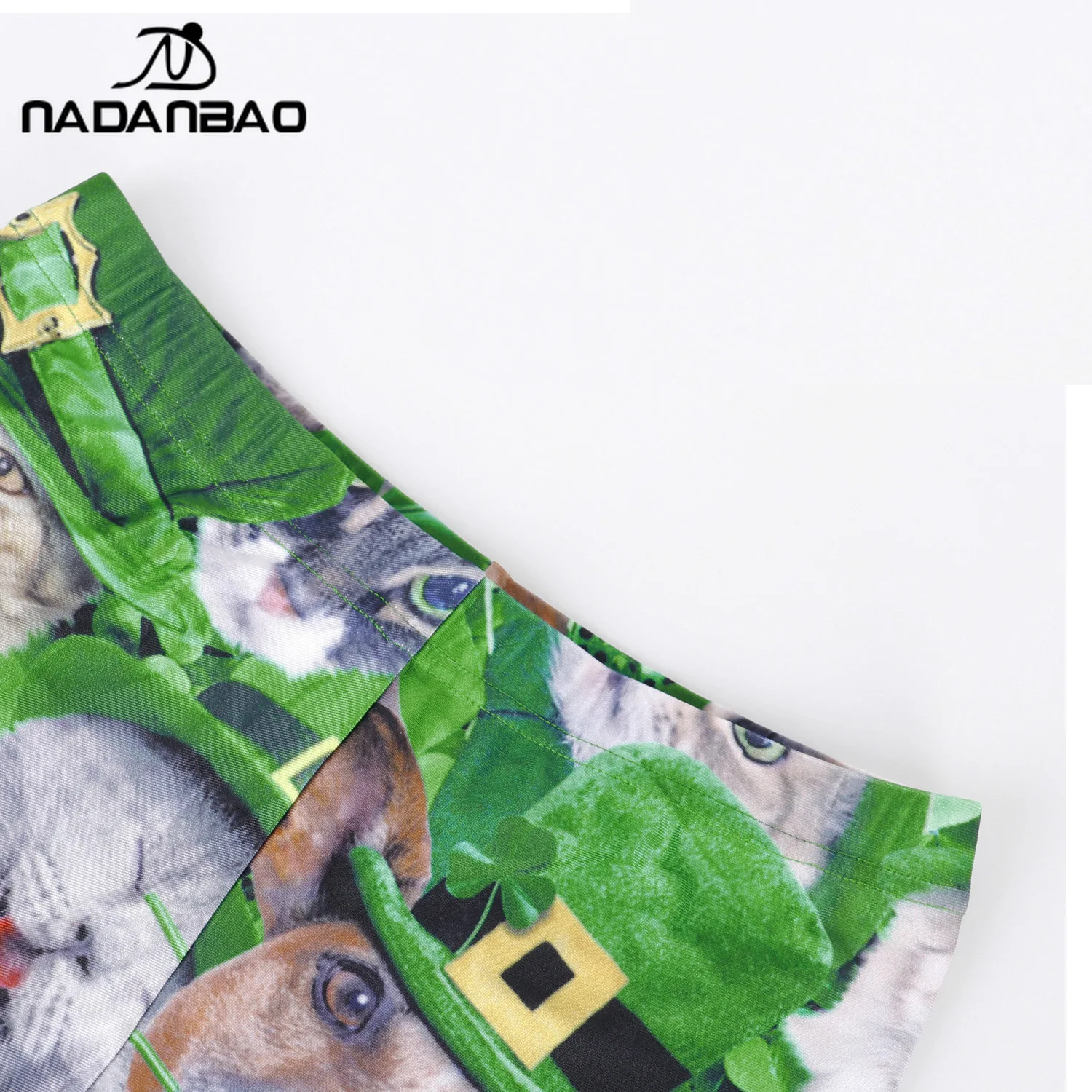 Nadanbao lindo sombrero verde perro gato estampado Leggings mujeres Casual pantalones finos suaves pantalones deportivos fiesta del Día de San Patricio medias divertidas