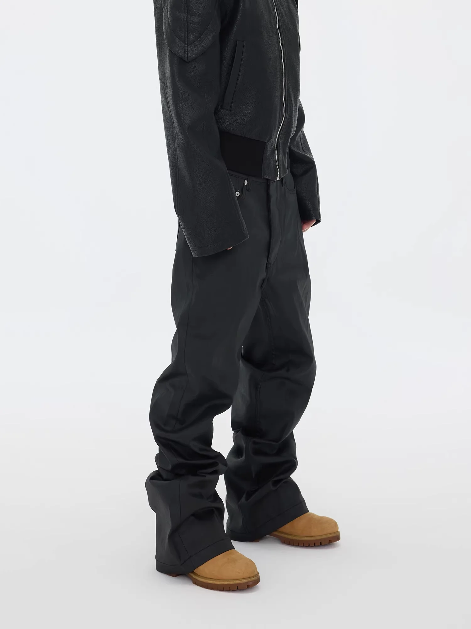 

Мужские джинсы Owen Seak с восковым покрытием, классические джинсовые брюки в готическом стиле, повседневные расклешенные брюки с покрытием, однотонные дизайнерские люксовые брюки в стиле High Street