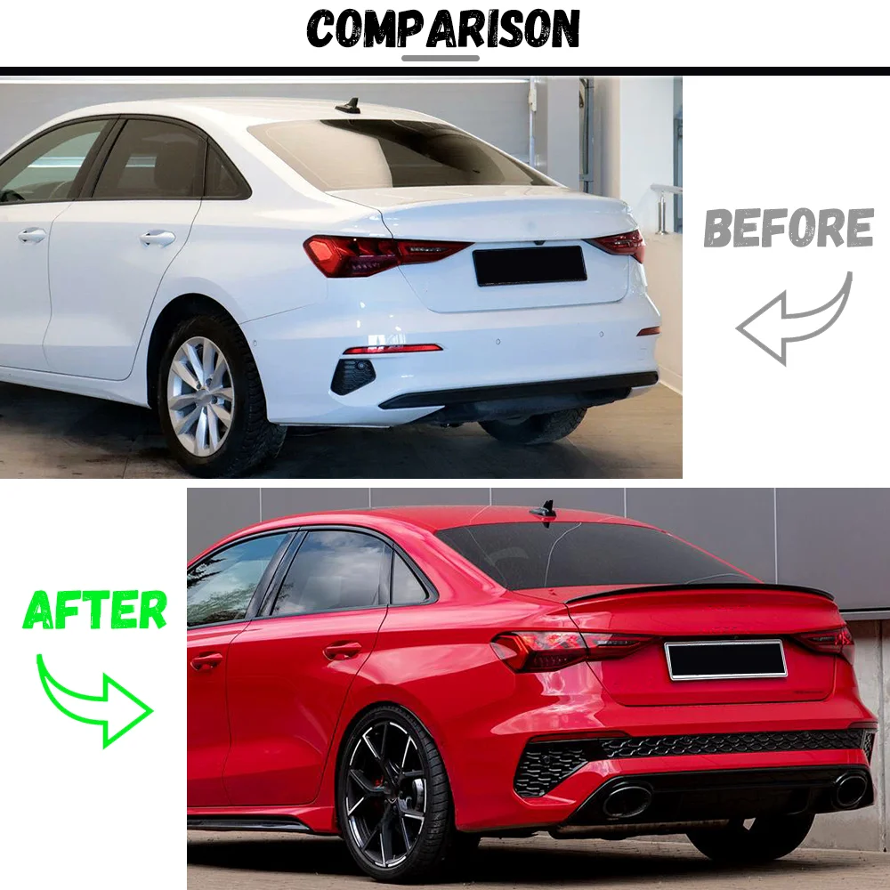 Rear Trunk Spoiler Wing For Audi A3 S-line S3 RS3 8Y Sedan 2021 2022 2023 2024 MP M4 Style Tail Wings Lip Bodykits view 4