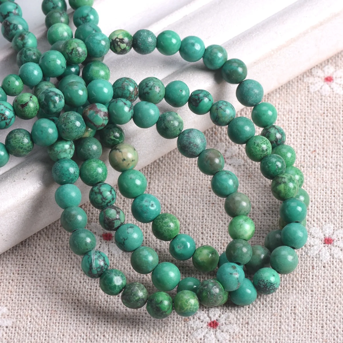 1 Strand 40cm(15inch) Round 6mm Natural Stone Rock Artificial Green Turquoise Beads For Jewelry Making DIY Bracelet Findings