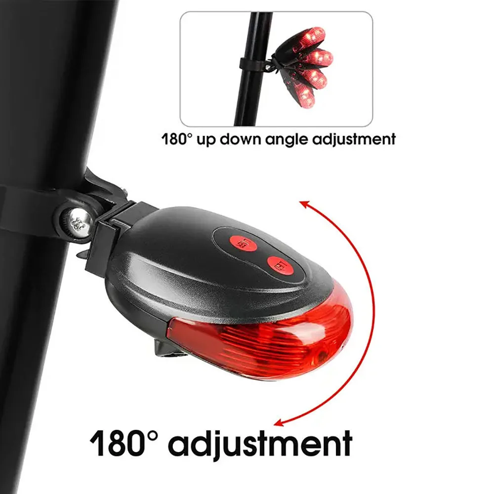 5 LED Bike Tail Lamp Night Riding Laser Light Outdoor Cycling Waterproof Safety Warning Taillight