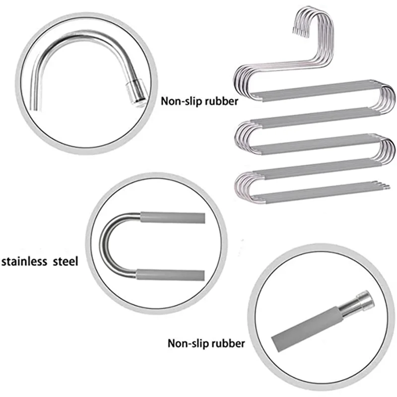 PB-S 모양의 바지 걸이 스테인레스 스틸 옷걸이 옷장 정리 바지 청바지 스카프 바지 넥타이 수건