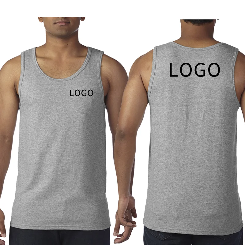 2025 Custom Print Logo Cotton Sleeveless Shirts Tank Top Men Fitness Shirt Mens Singlet Bodybuilding Muscle Vest image 4