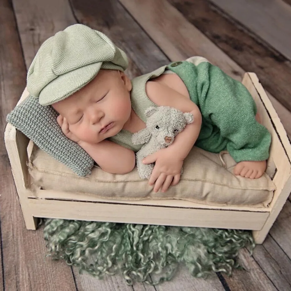 Ensemble d'accessoires de photographie pour nouveau-né, pantalon à bretelles, chapeau et salopette, vêtements pour bébé, accessoires de prise de vue en studio, nouveau