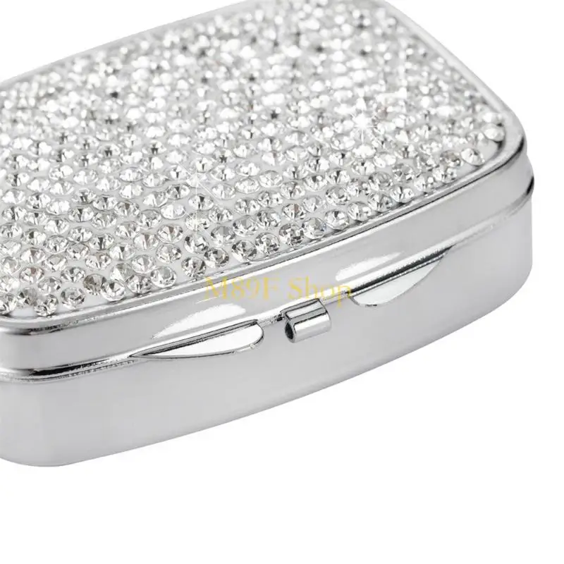 M89F Crystal Diamonds Pills Case Small Organizers for Travel and Purse