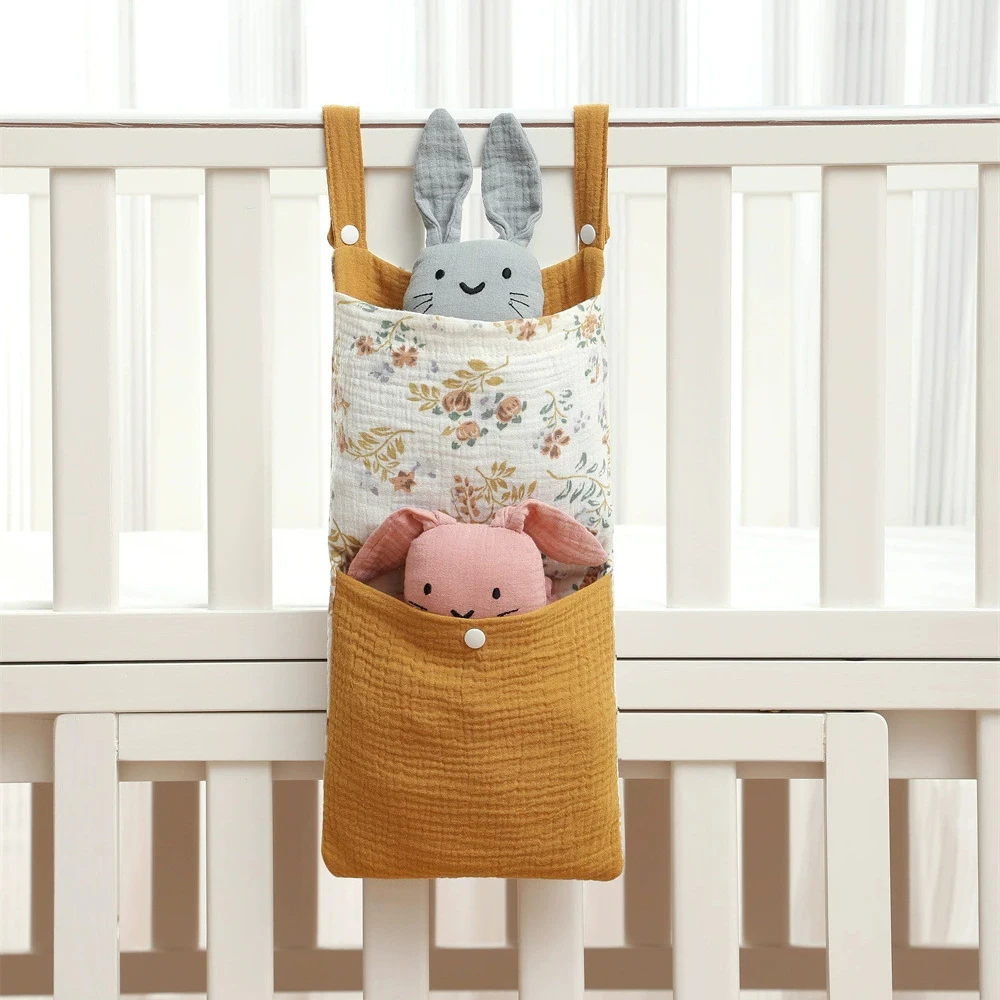 아기 어린이 침대 모슬린 면화 보관 가방 기저귀 보관 침대 옆 보관 가방 다기능 유모차 교수형 가방