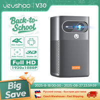 Vevshao V30 3D Projector Cinema Smart 4K Android WiFi Portable 1080P Home Theater Video LED DLP Projector with 15000mAh Battery