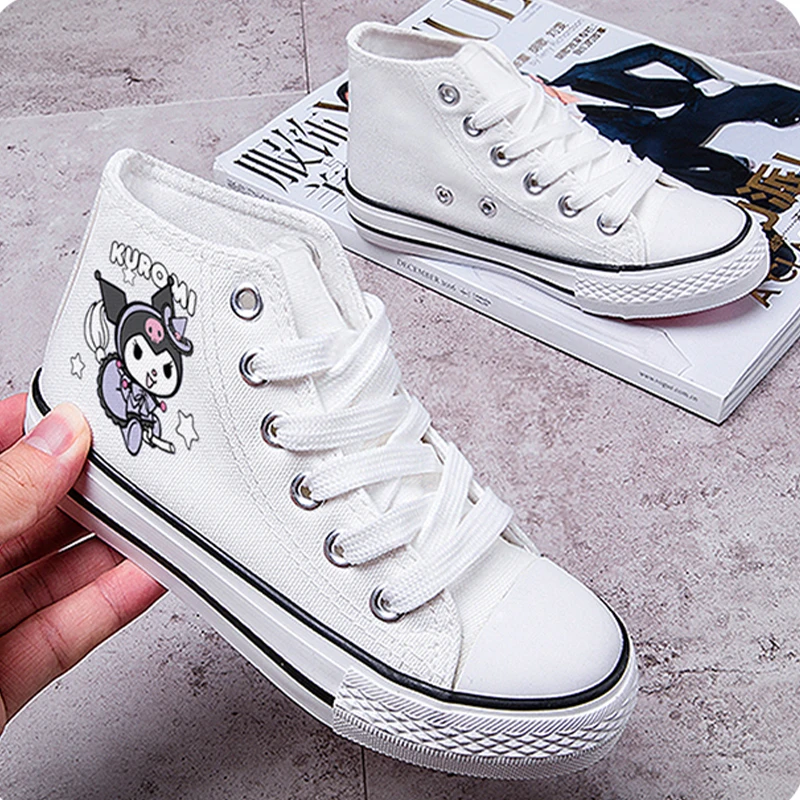 Sanrio Kawaii My Melody Children Shoes Kuromi Cinnamoroll Anime Cartoon Cute Fashion Exquisite Breathable Students Canvas Shoes