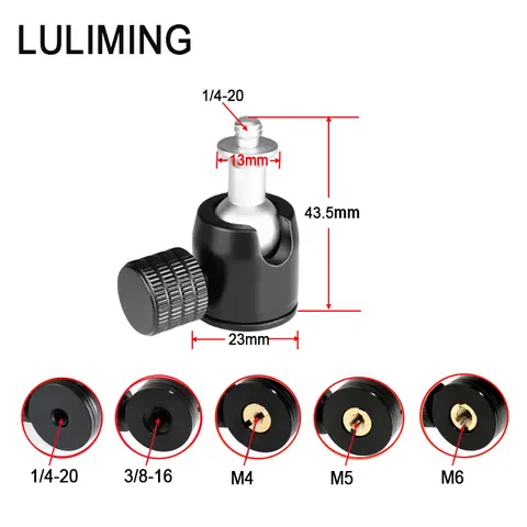삼각대 카메라 볼 헤드 사진 라이브 방송 액세서리 1/4 3/8 M4 M5 M6 인터페이스 알루미늄 합금 미니 카메라 볼 헤드
